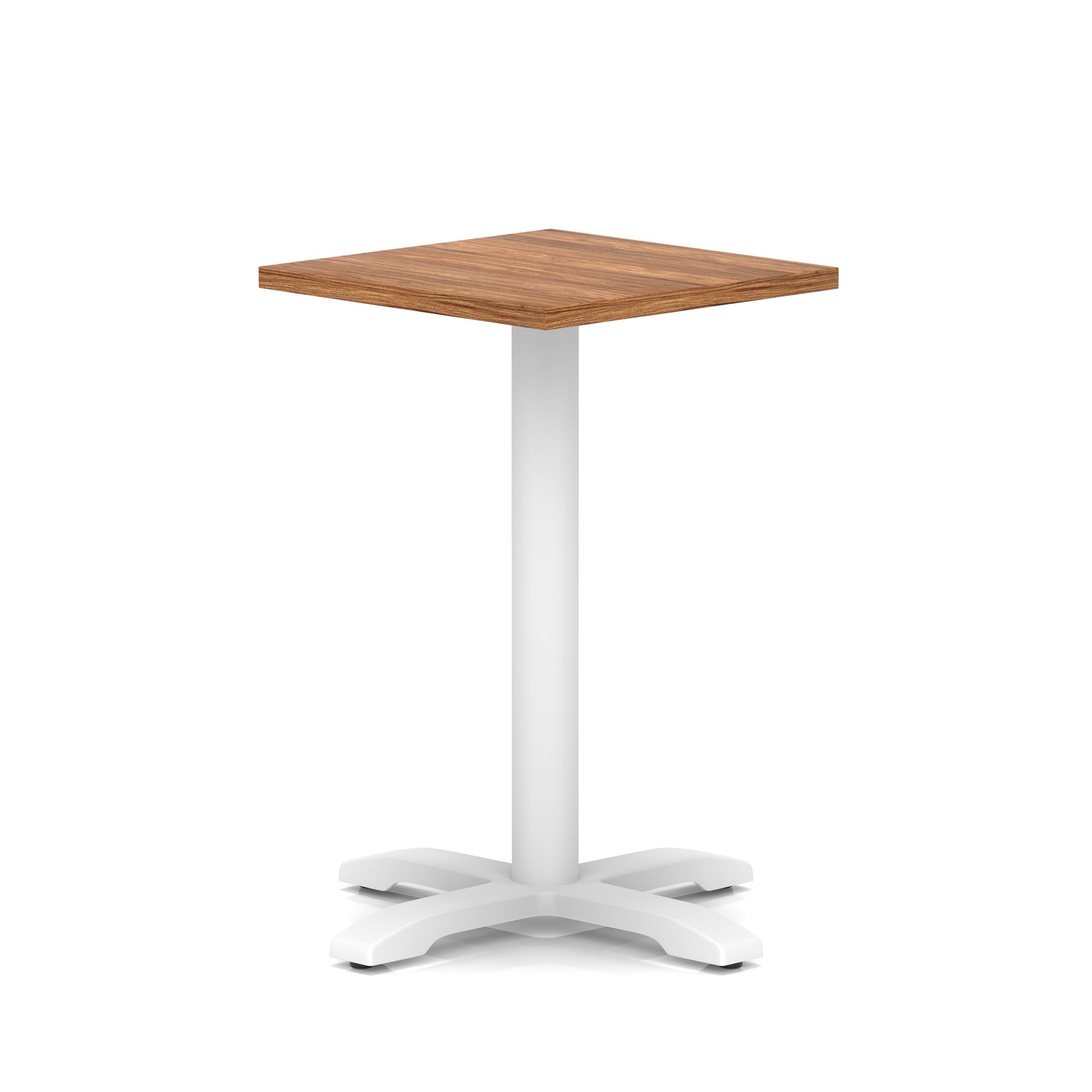 Italia Square Poseur Table With Cross Base White Leg