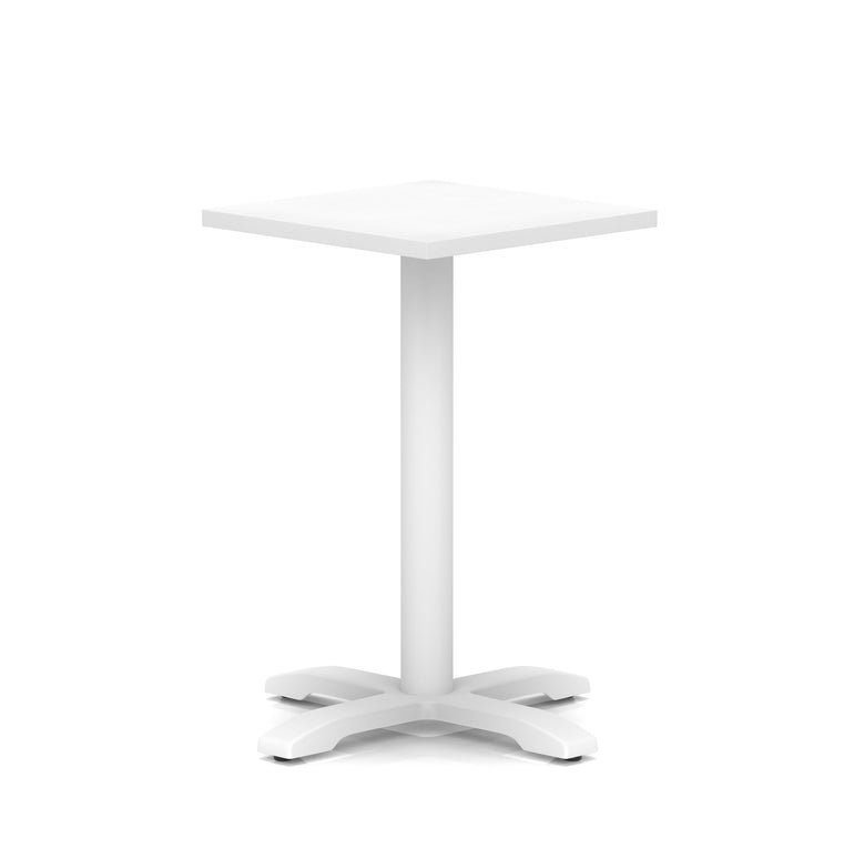 Italia Square Poseur Table With Cross Base White Leg