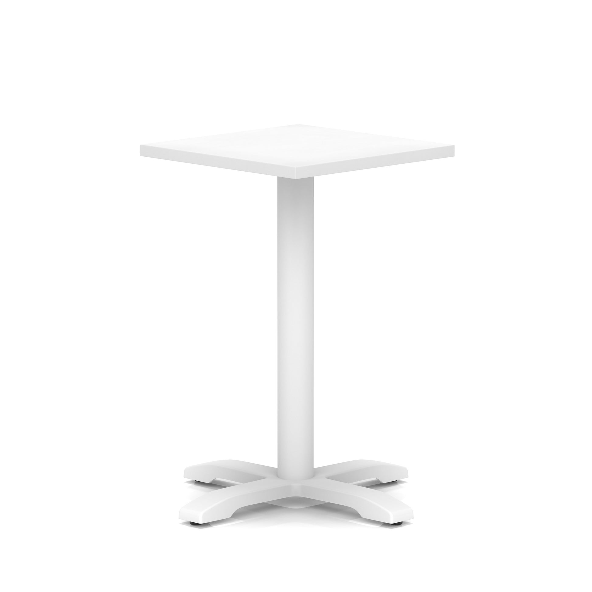 Italia Square Poseur Table With Cross Base White Leg