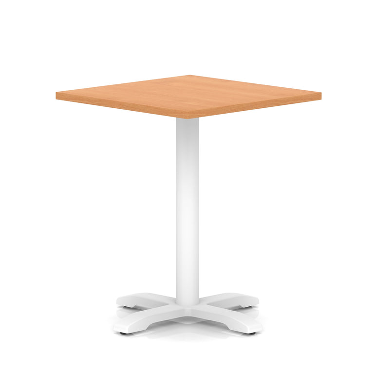 Italia Square Poseur Table With Cross Base White Leg