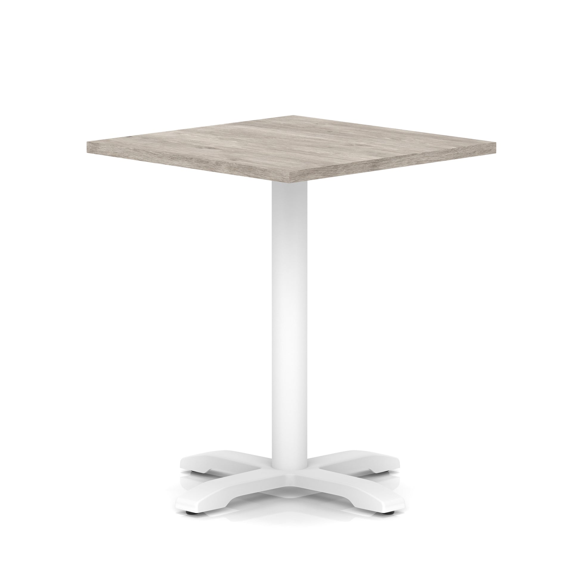Italia Square Poseur Table With Cross Base White Leg