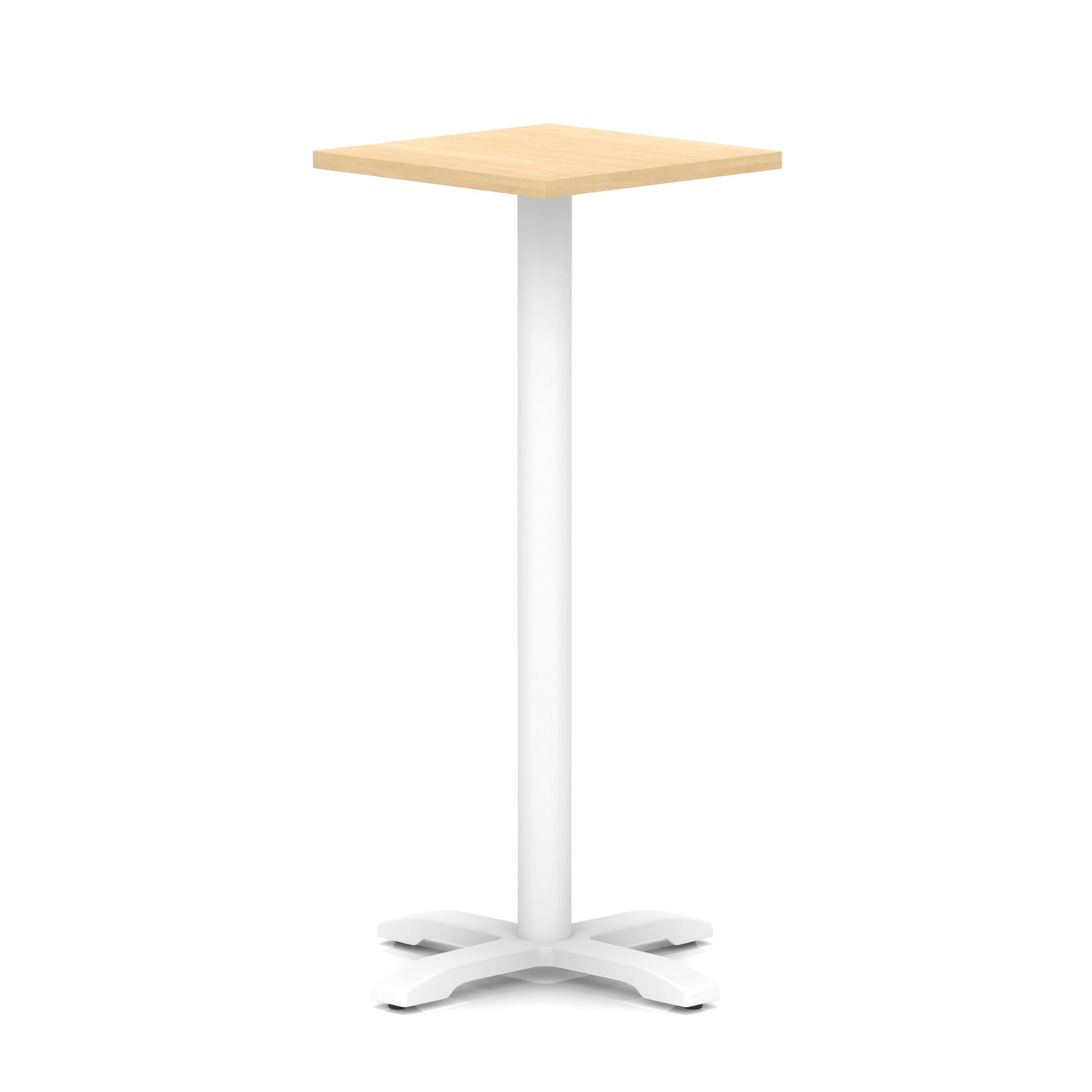 Italia Square Poseur Table With Cross Base White Leg