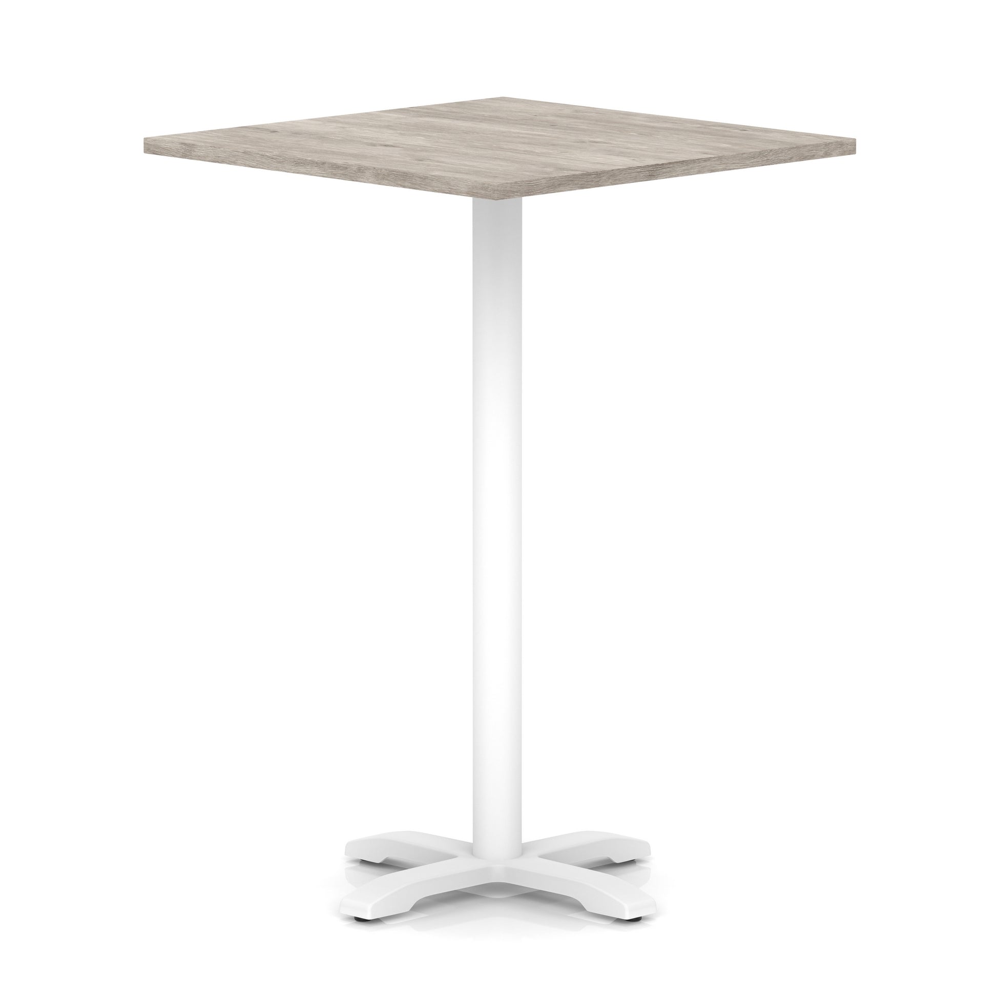 Italia Square Poseur Table With Cross Base White Leg