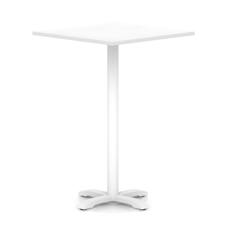 Italia Square Poseur Table With Cross Base White Leg