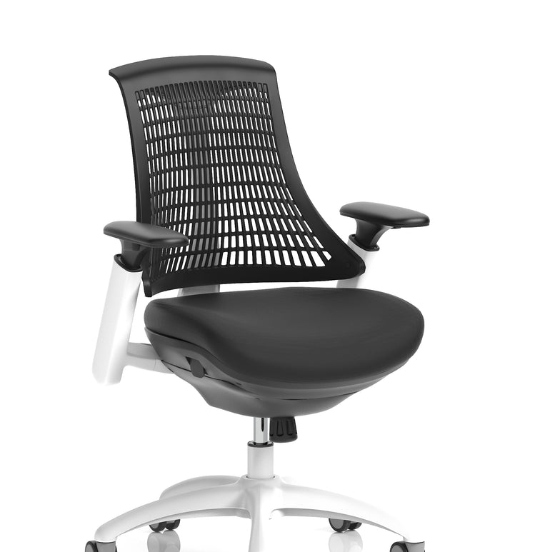 Flex Medium Back White Frame Task Operator Office Chair with Arms