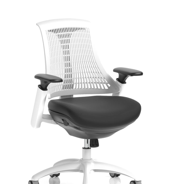 Flex Medium Back White Frame Task Operator Office Chair with Arms