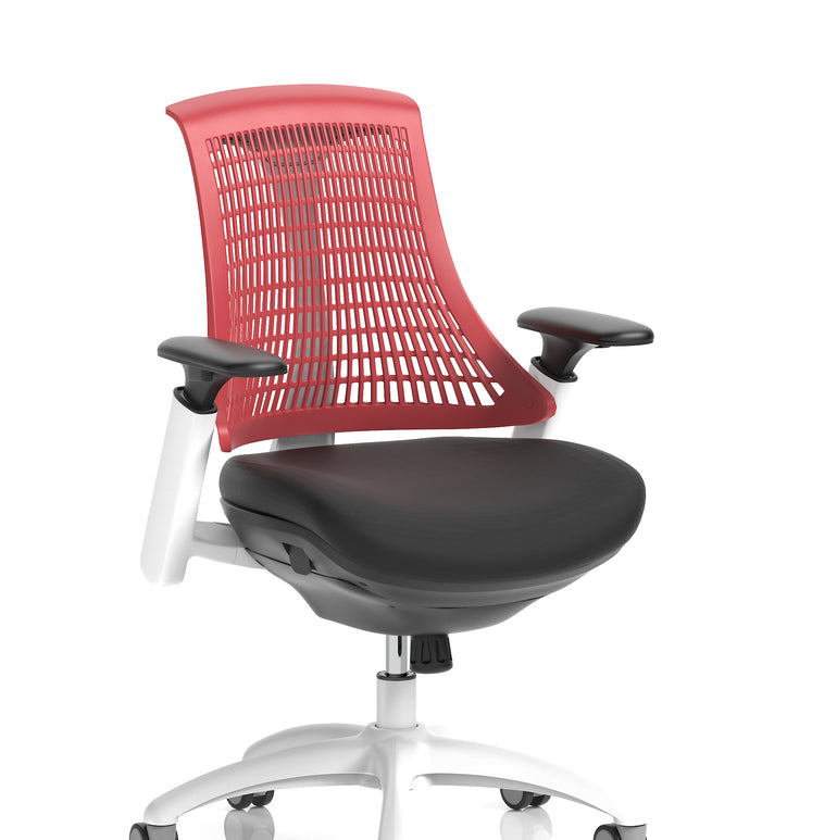 Flex Medium Back White Frame Task Operator Office Chair with Arms