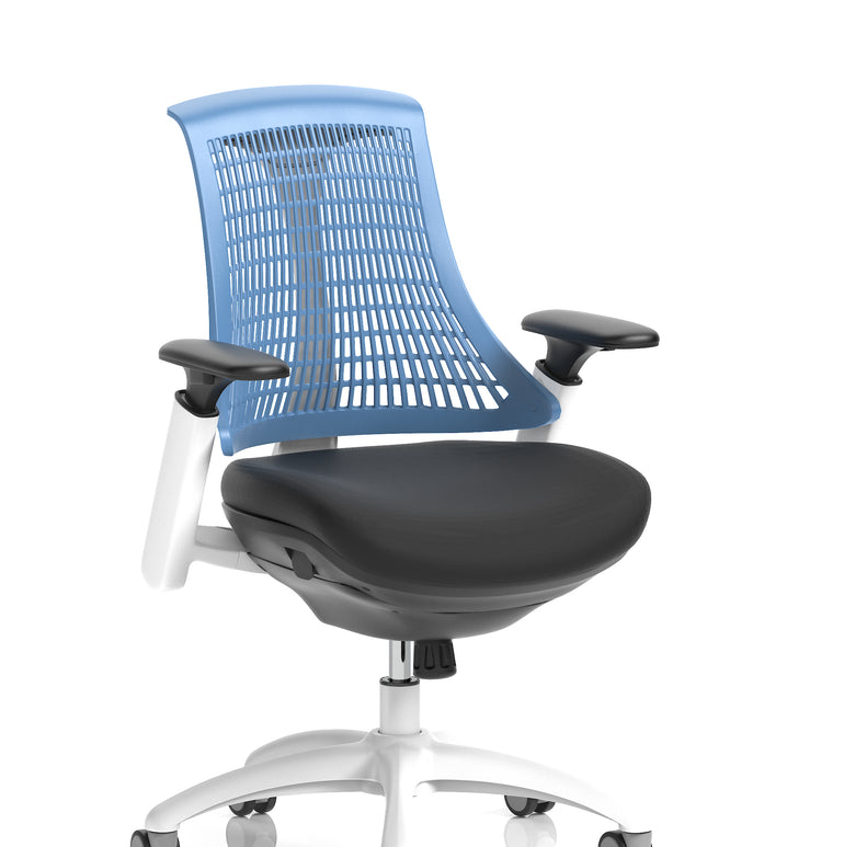 Flex Medium Back White Frame Task Operator Office Chair with Arms