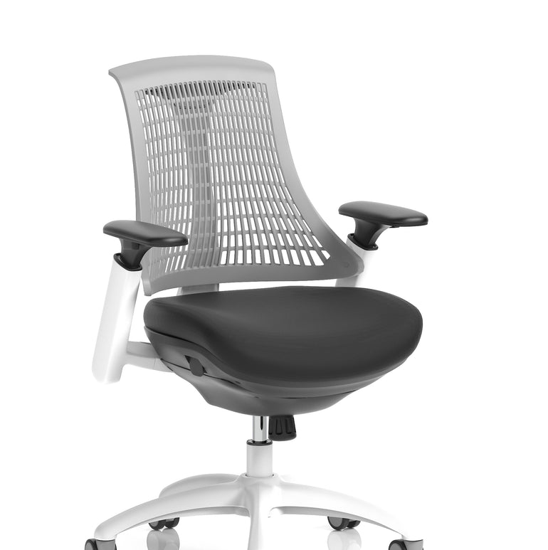 Flex Medium Back White Frame Task Operator Office Chair with Arms