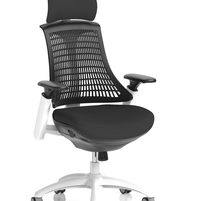 Flex Medium Back White Frame Task Operator Office Chair with Arms