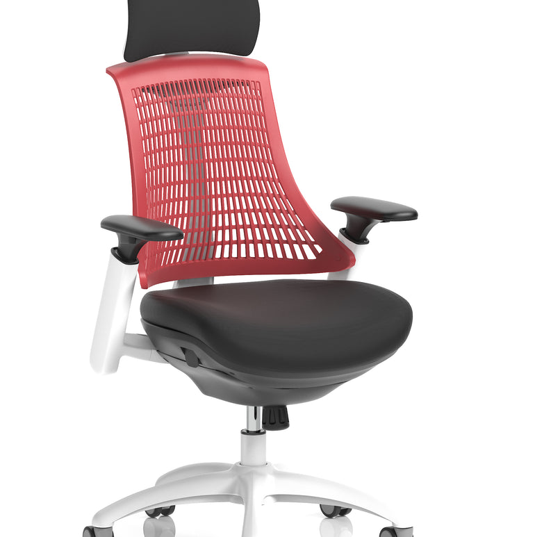 Flex Medium Back White Frame Task Operator Office Chair with Arms