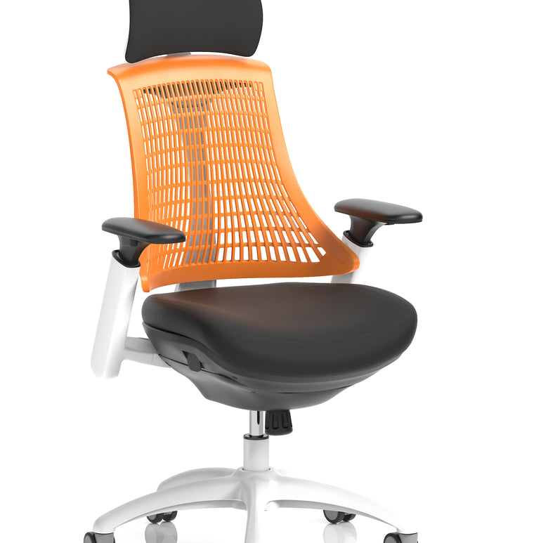 Flex Medium Back White Frame Task Operator Office Chair with Arms