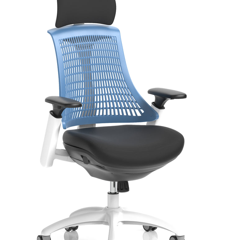 Flex Medium Back White Frame Task Operator Office Chair with Arms