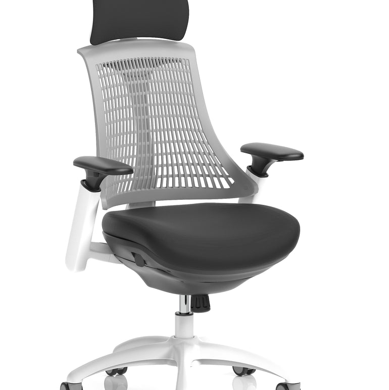 Flex Medium Back White Frame Task Operator Office Chair with Arms