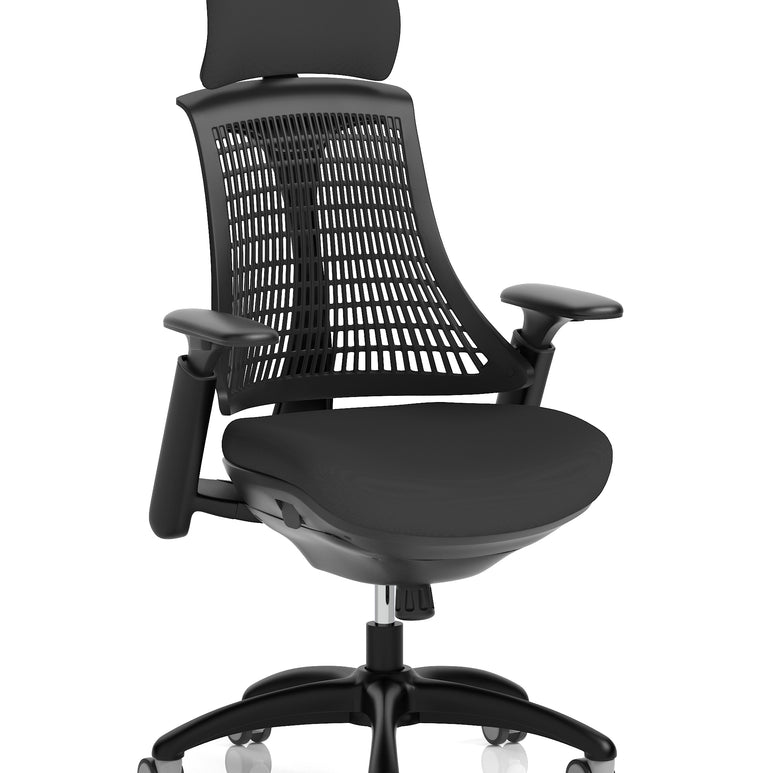 Flex Medium Back Black Frame Task Operator Office Chair with Arms