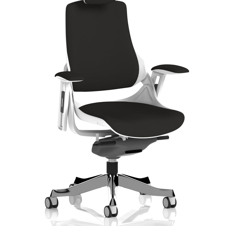 Zure High Back White Shell Fabric Executive Office Chair with Arms