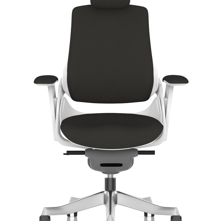 Zure High Back White Shell Fabric Executive Office Chair with Arms
