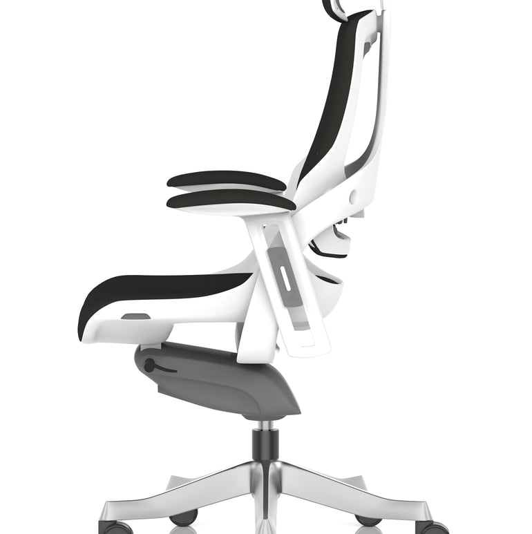 Zure High Back White Shell Fabric Executive Office Chair with Arms