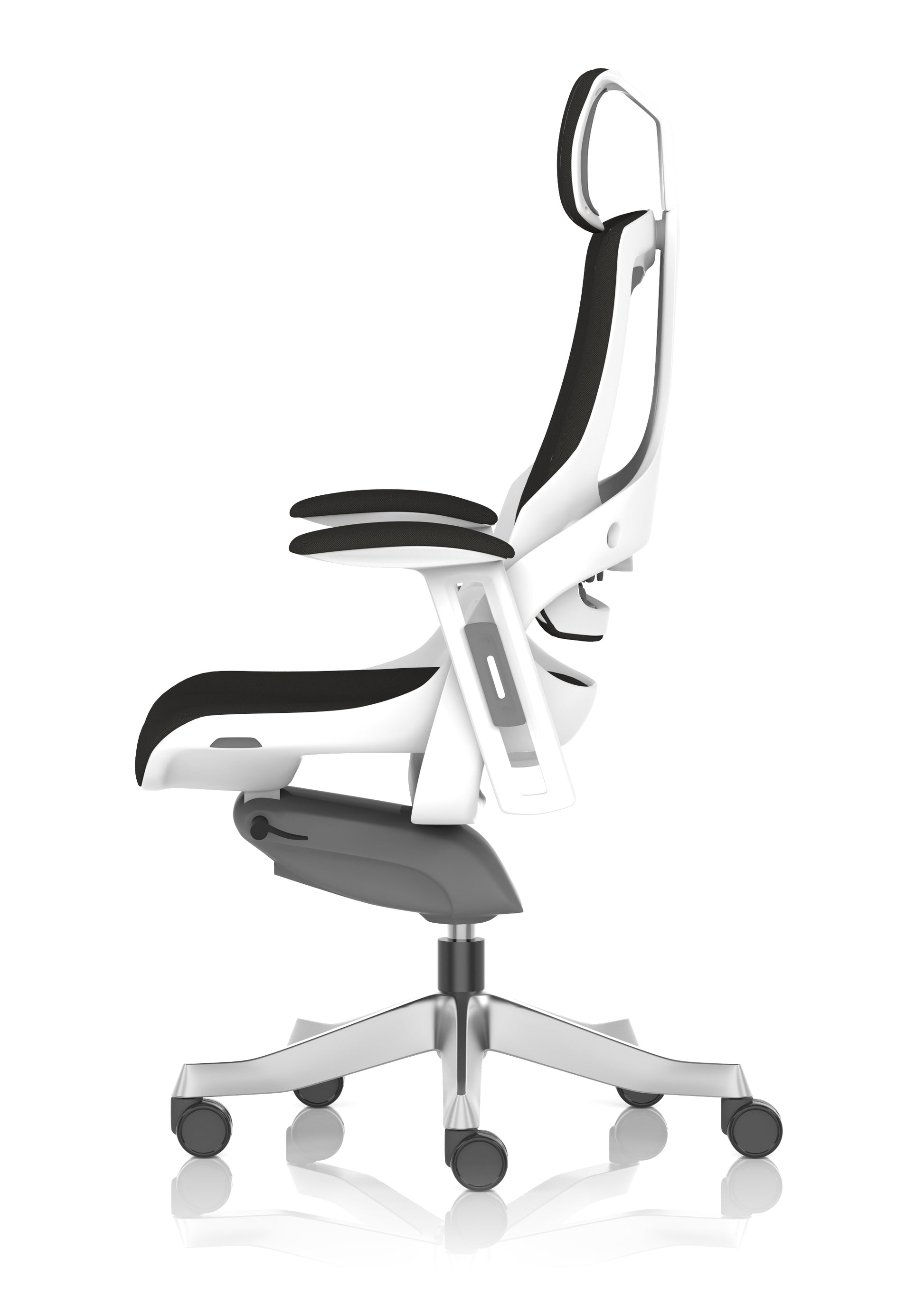 Zure High Back White Shell Fabric Executive Office Chair with Arms
