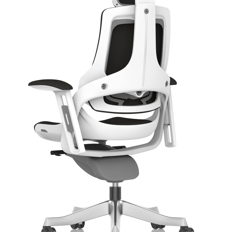Zure High Back White Shell Fabric Executive Office Chair with Arms