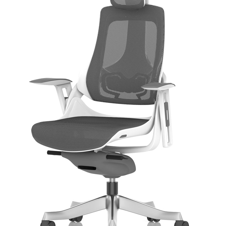 Zure High Back White Shell Mesh Executive Office Chair with Arms