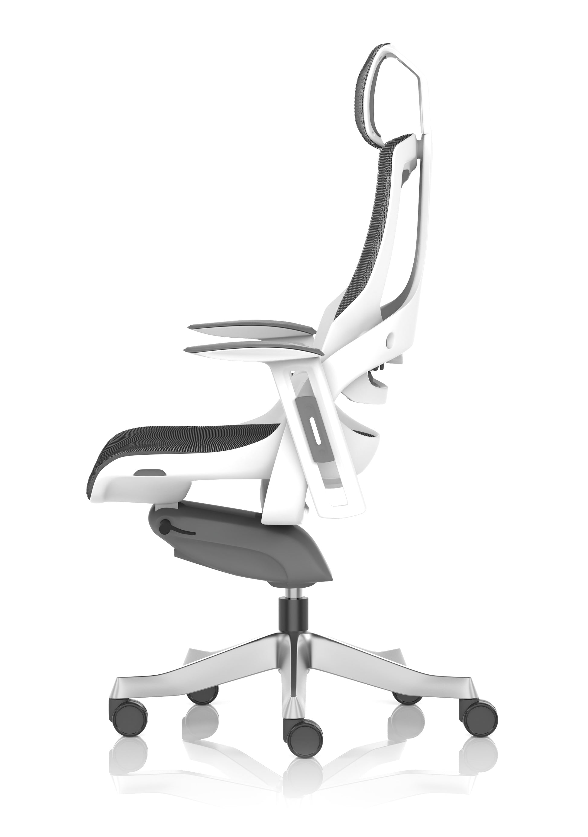 Zure High Back White Shell Mesh Executive Office Chair with Arms