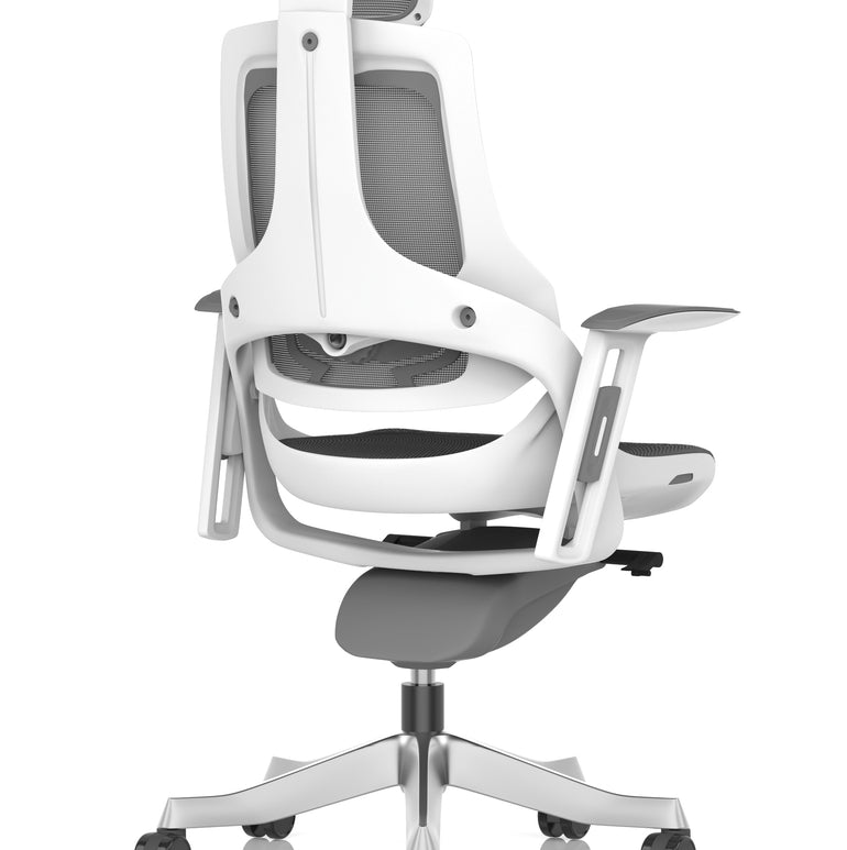 Zure High Back White Shell Mesh Executive Office Chair with Arms