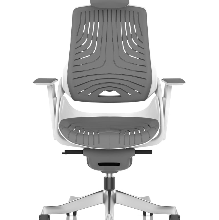 Zure High Back White Shell Elastomer Executive Office Chair with Arms