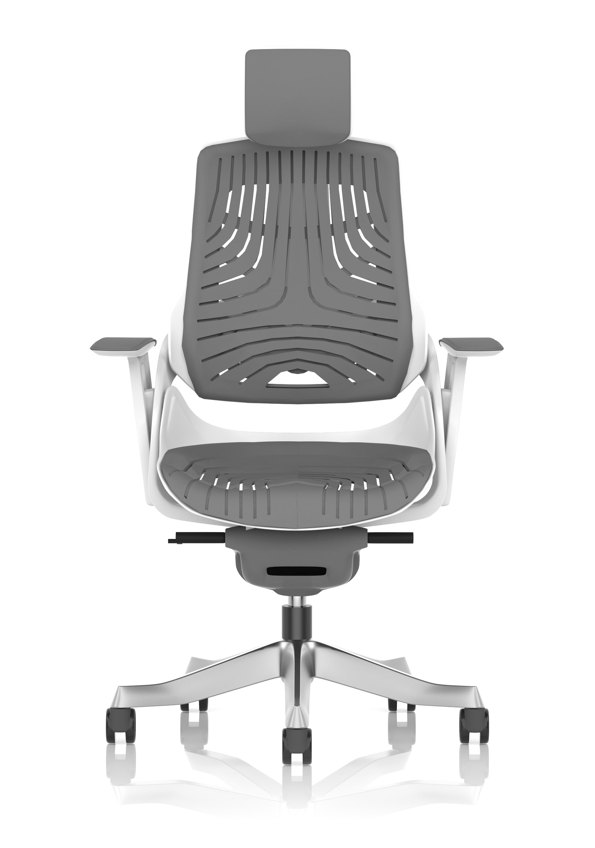 Zure High Back White Shell Elastomer Executive Office Chair with Arms
