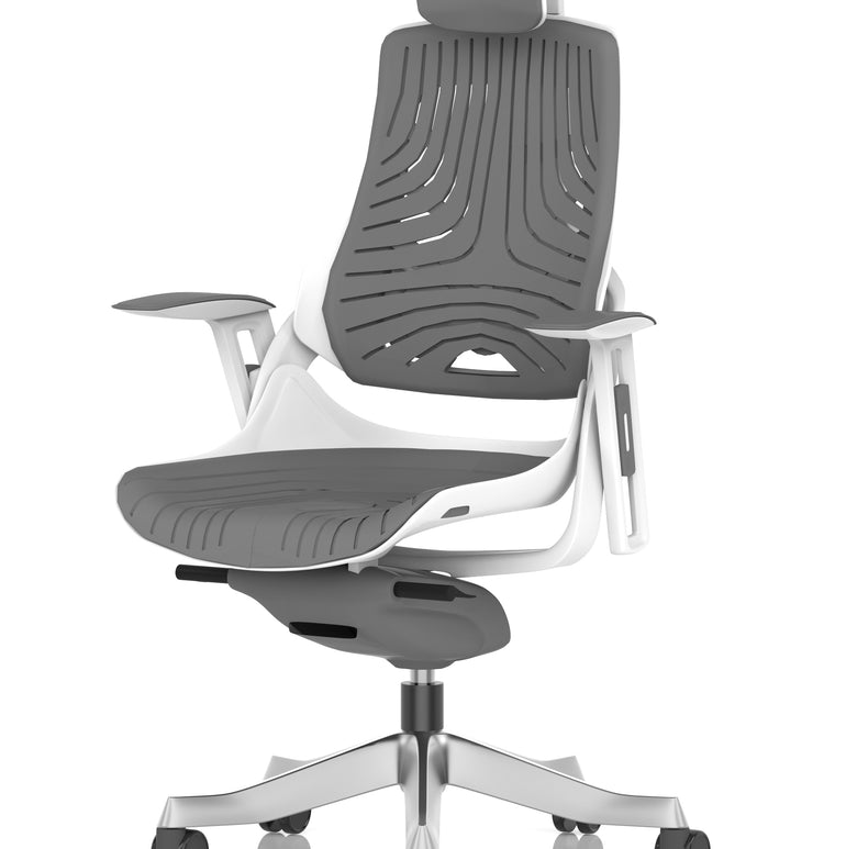 Zure High Back White Shell Elastomer Executive Office Chair with Arms