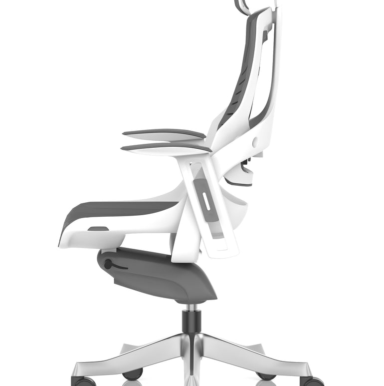 Zure High Back White Shell Elastomer Executive Office Chair with Arms