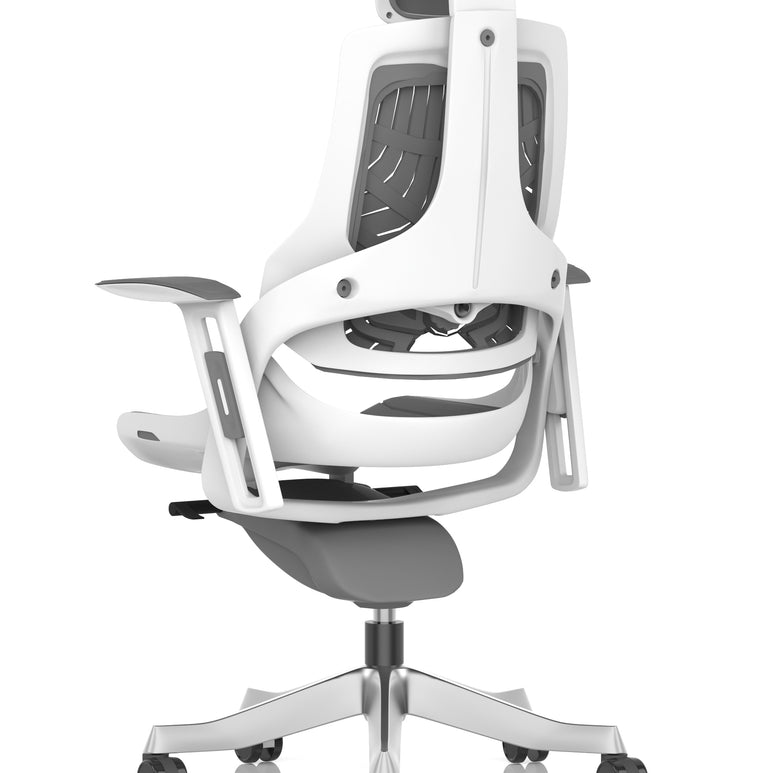 Zure High Back White Shell Elastomer Executive Office Chair with Arms