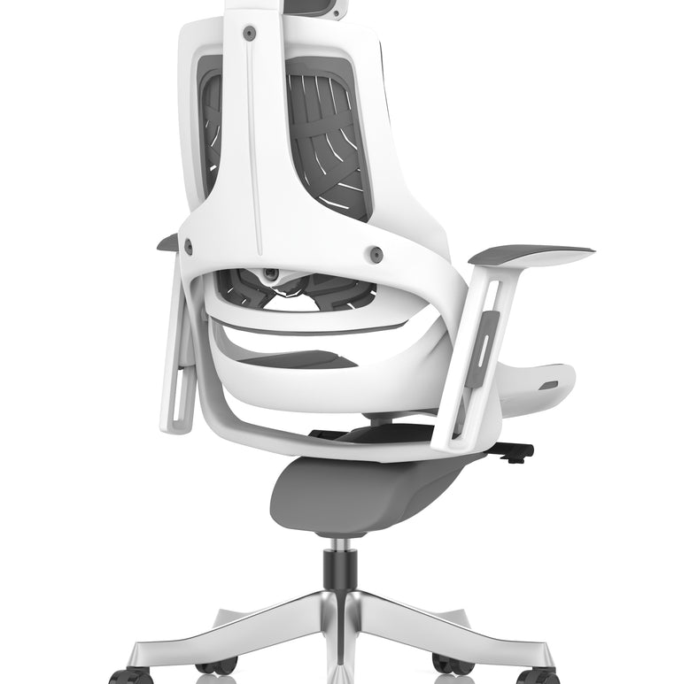 Zure High Back White Shell Elastomer Executive Office Chair with Arms