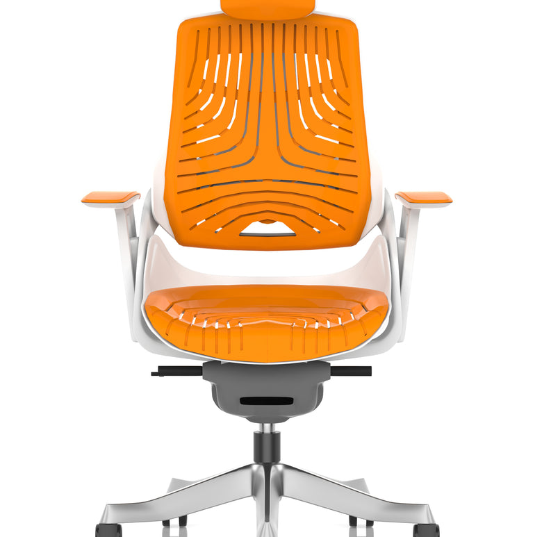 Zure High Back White Shell Elastomer Executive Office Chair with Arms