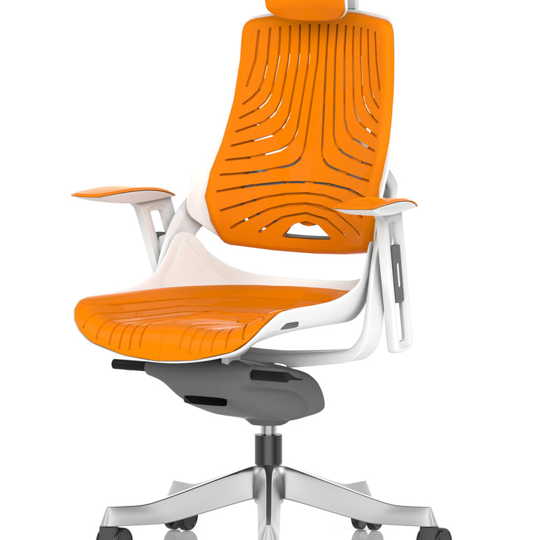 Zure High Back White Shell Elastomer Executive Office Chair with Arms