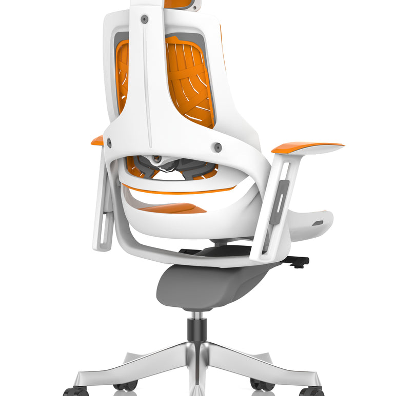 Zure High Back White Shell Elastomer Executive Office Chair with Arms