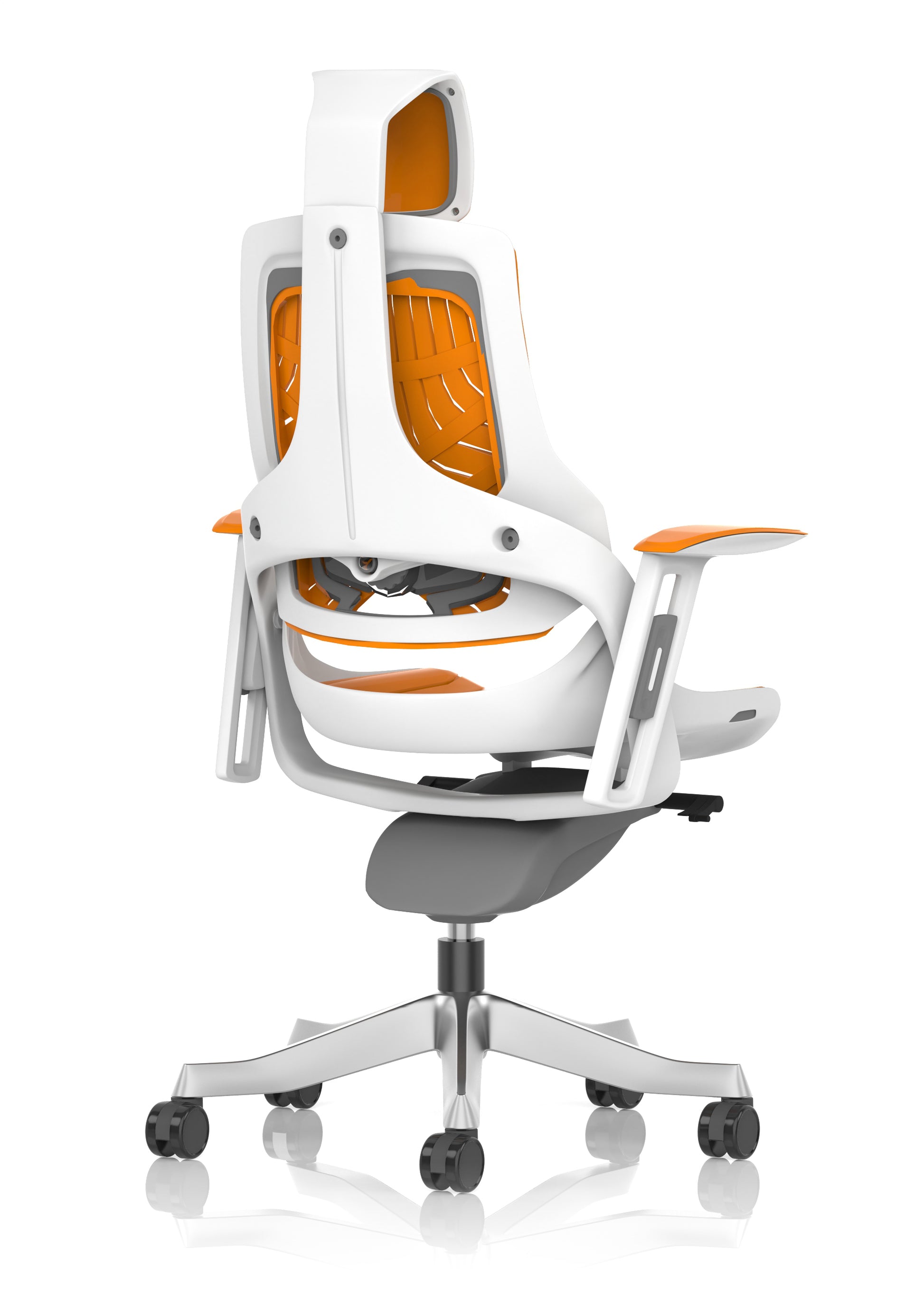 Zure High Back White Shell Elastomer Executive Office Chair with Arms
