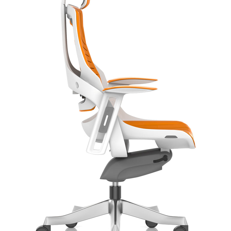 Zure High Back White Shell Elastomer Executive Office Chair with Arms