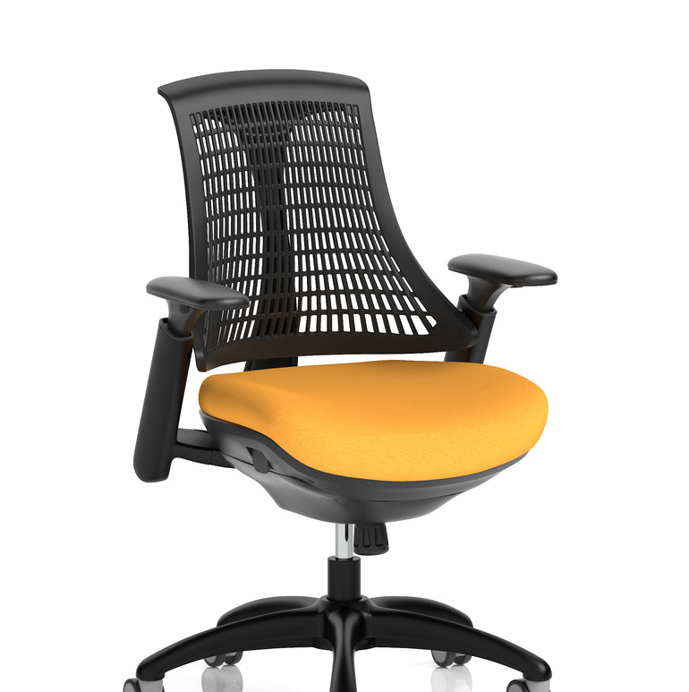 Flex Medium Back Black Frame Task Operator Office Chair with Arms