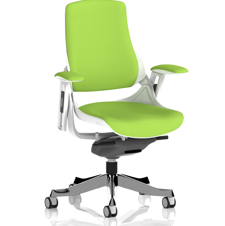 Zure High Back White Shell Fabric Executive Office Chair with Arms