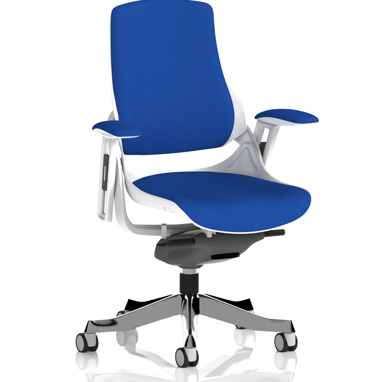 Zure High Back White Shell Fabric Executive Office Chair with Arms