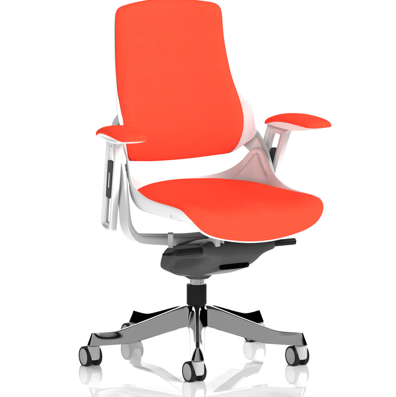 Zure High Back White Shell Fabric Executive Office Chair with Arms