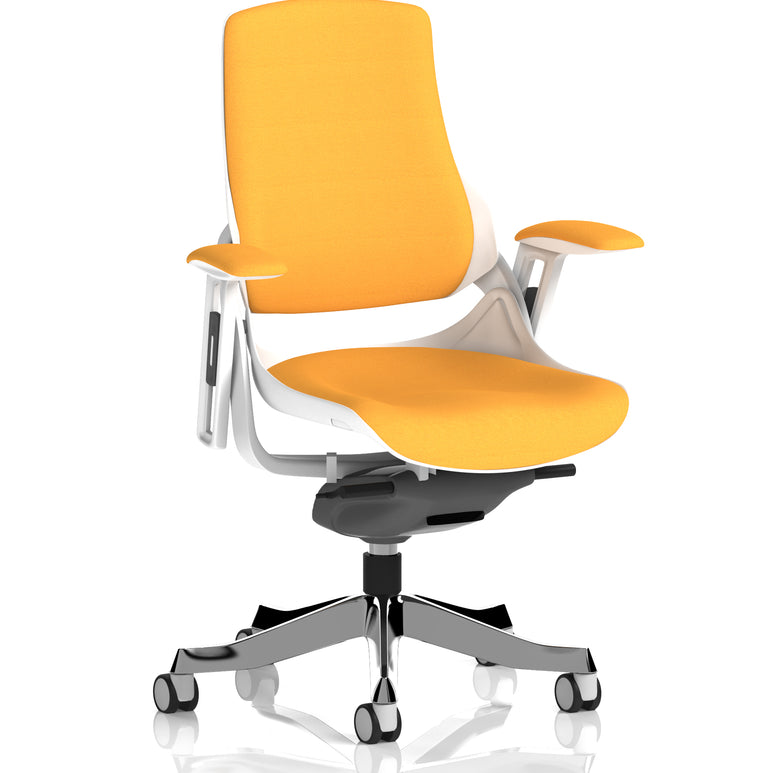 Zure High Back White Shell Fabric Executive Office Chair with Arms