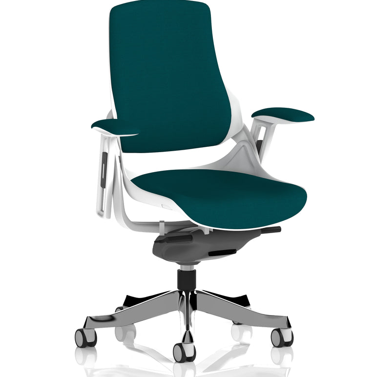 Zure High Back White Shell Fabric Executive Office Chair with Arms