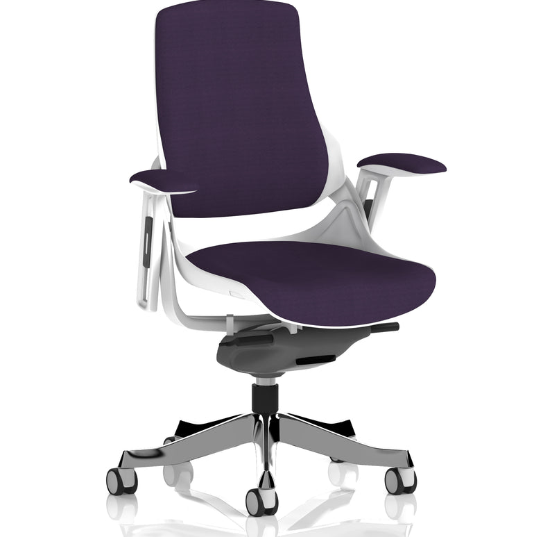 Zure High Back White Shell Fabric Executive Office Chair with Arms