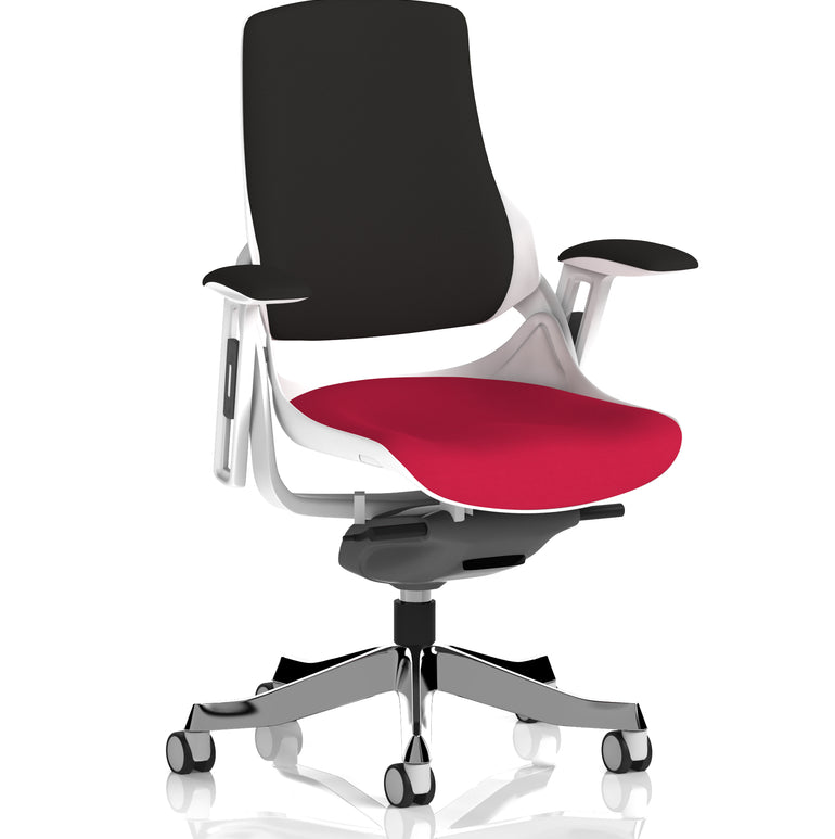 Zure High Back White Shell Fabric Executive Office Chair with Arms