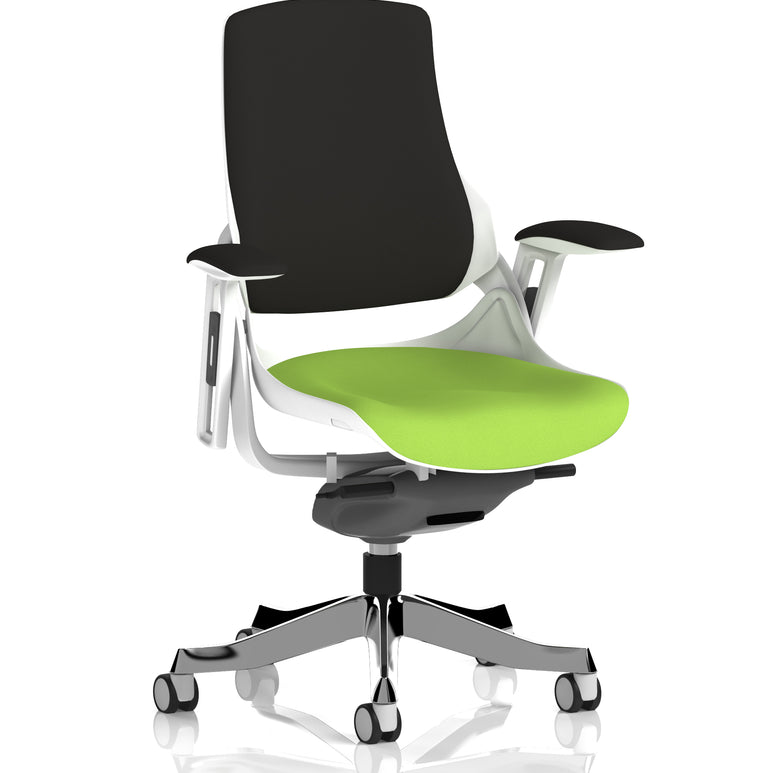 Zure High Back White Shell Fabric Executive Office Chair with Arms
