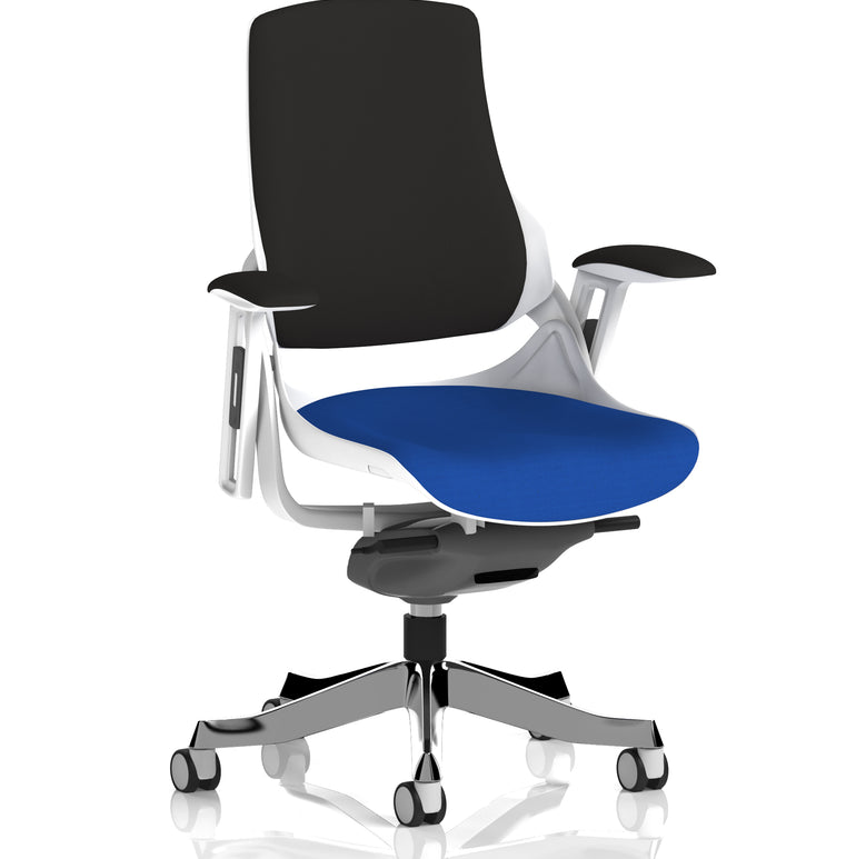 Zure High Back White Shell Fabric Executive Office Chair with Arms