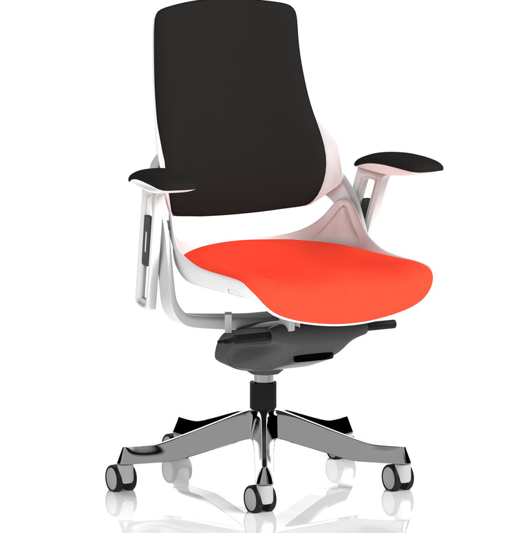 Zure High Back White Shell Fabric Executive Office Chair with Arms