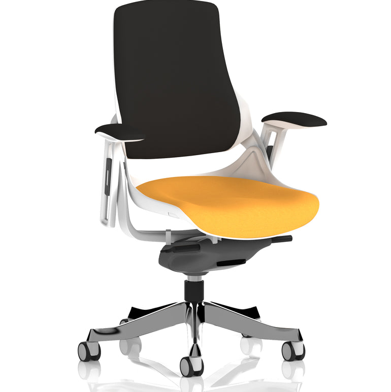 Zure High Back White Shell Fabric Executive Office Chair with Arms